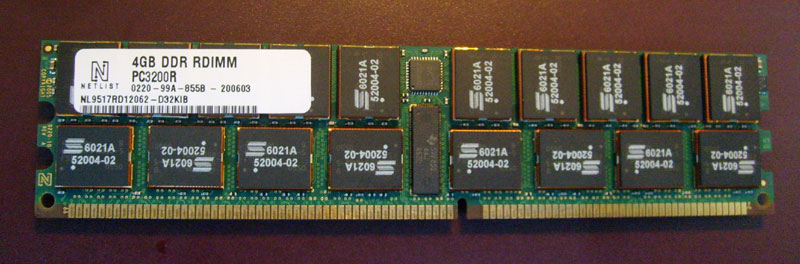 NetList 4Gb DDR PC3200 ECC REG Server RAM Memory, PN NL9517RD12062 