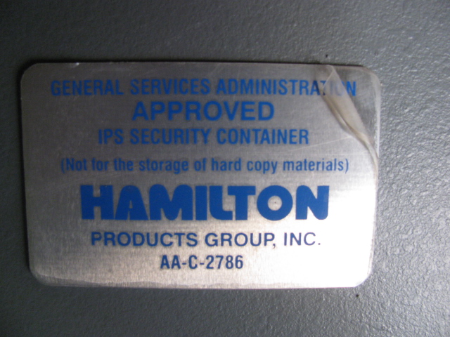 HAMILTON CL-5 30-39-24 CLASS 5 IPS CONTAINER GSA APPROVED SAFE *R (#W)