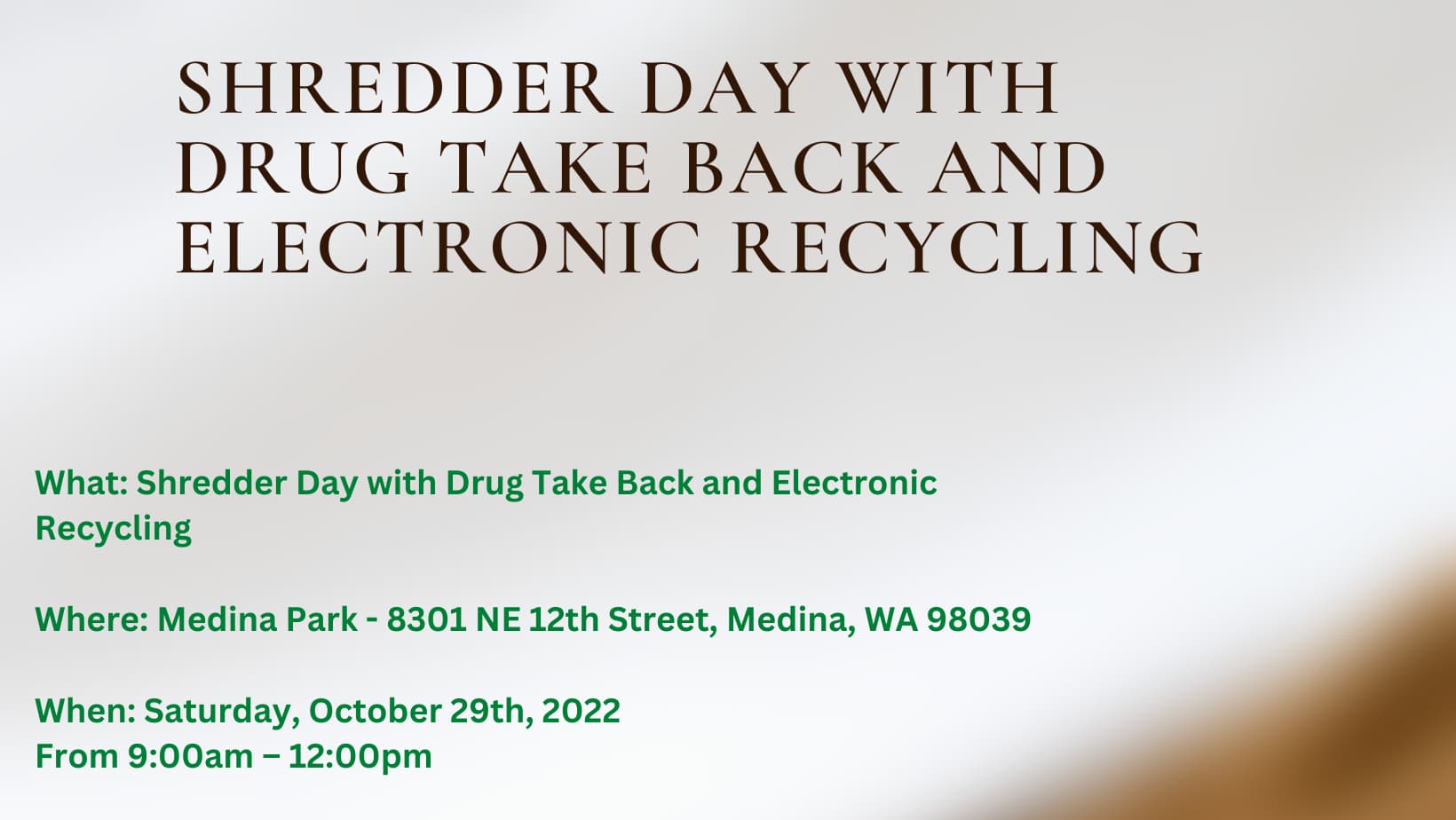 Shredder Day with Drug Take Back and Electronic Recycling